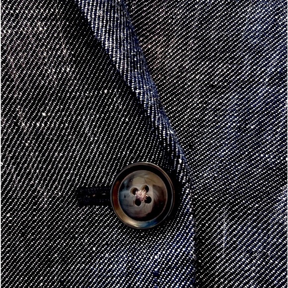 Banana Republic Boyfriend Blazer Size 4 Dark Blue Chambray Coat - Picture 7 of 9